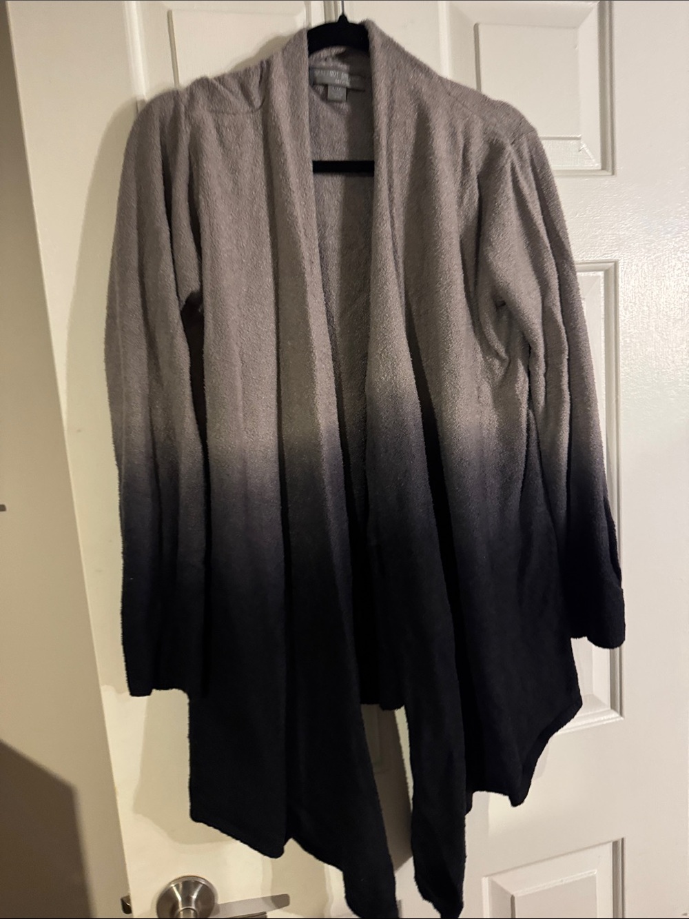 Barefoot Dreams Cozy Cardigan in Taupe and Black